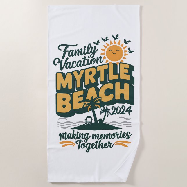 Toalha De Praia Memórias do Fazer de Myrtle Beach 2024 (Frente)