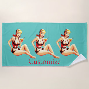 Toalha De Praia Menina Bikini, Loura-branca, Thunder_Cove