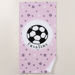 Toalha De Praia Menina de futebol bonita feminina personalizada en