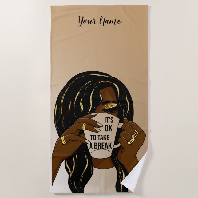 Toalha De Praia Menina Negra Mulher Americana Inspiracional (Frente)