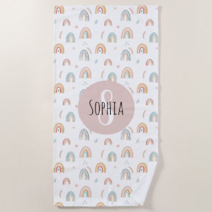 Toalha De Praia Meninas Cachorro Aquarela Cotovelo-Arco-Íris Crian