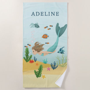Toalha De Praia Meninas Cute e Crianças Mágicas do Mar de Sereia