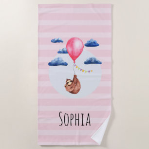 Toalha De Praia Meninas Cute Pink Watercolor Kids
