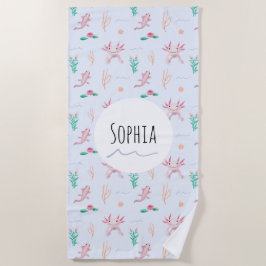 Toalha De Praia Meninas Modernas e Bonitas Crianças de Padrão Axol