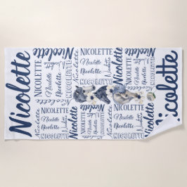 Toalha De Praia Meninas personalizadas com nome longo com cavalos