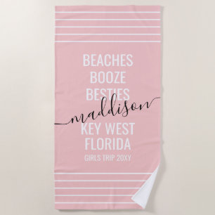 Toalha De Praia Meninas Personalizadas Trip Beaches Booze Besties