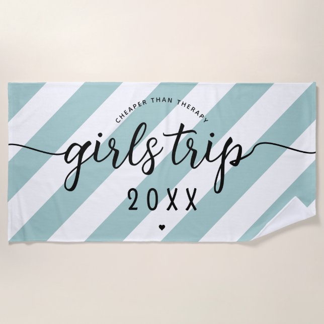 Toalha De Praia Meninas Viajam Mais Baratas Que Férias Personaliza (Frente)