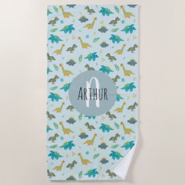 Toalha De Praia Meninos Cute Modern Blue Dinossaur Pattern Kids