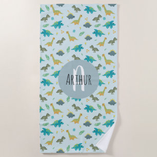Toalha De Praia Meninos Cute Modern Blue Dinossaur Pattern Kids