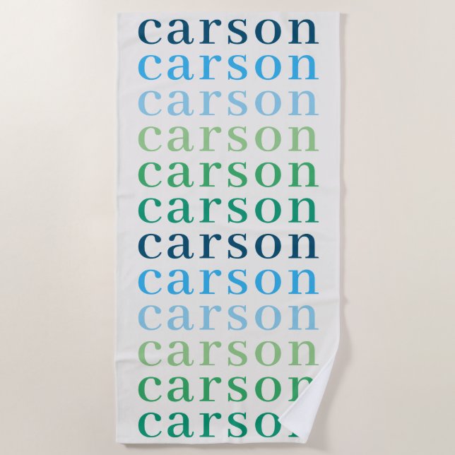 Toalha De Praia Meninos Simples Personalizados Nome de Repetição (Frente)