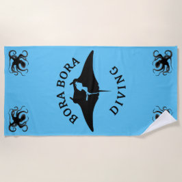 Toalha De Praia Mergulho Scuba Com Raios Manta Em Bora Bora