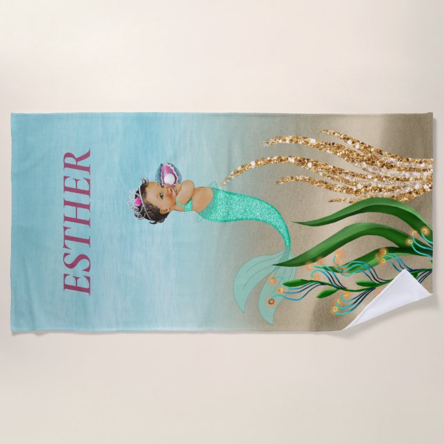 Toalha De Praia Mermaid Monograma Beach Towel (Frente)