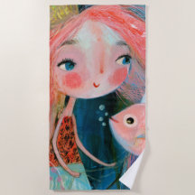 Mermaid Princess With Pink Fish Friend