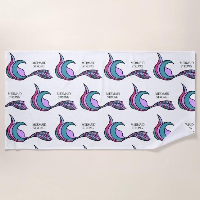 Toalha De Praia Mermaid Strong Smermaid Tail Beach Towel (Frente)