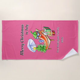 Toalha De Praia Merry Christmas in July Custom Family Summer Party