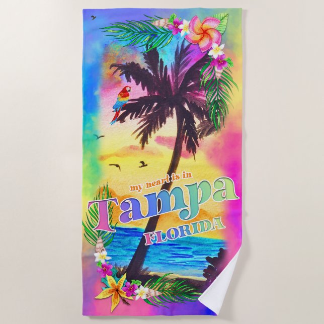 Toalha De Praia Meu coração está em Tampa Beach Towel (Frente)