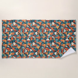 Toalha De Praia Mid-Century Geometric Teal & Orange Pattern