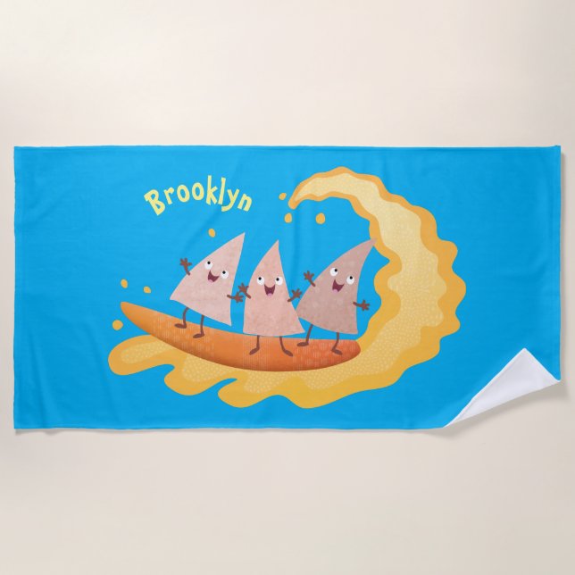 Toalha De Praia Milhas de nachos, batatas fritas, canecas, surf (Frente)