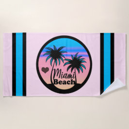 Toalha De Praia Minami Beach Blue e Pink Palm Trees