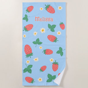 Toalha De Praia Mini Flor de Morango Personalizada