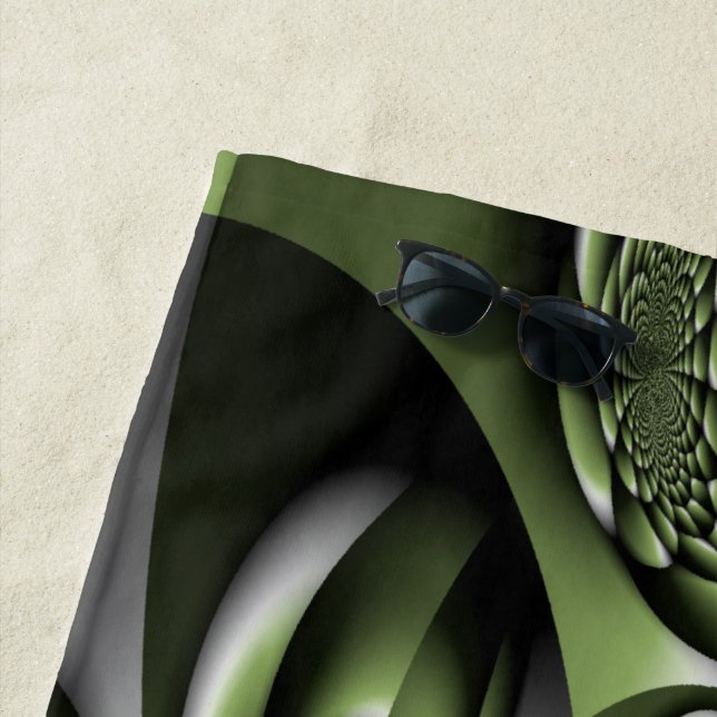 Toalha De Praia Miniesferas de Floresta Verde Branca (In Situ)