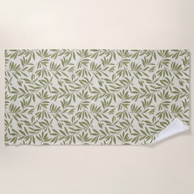 Toalha De Praia Minimal Olive Branch Pattern (Frente)