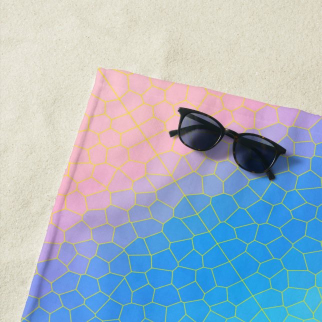 Toalha De Praia Minimalismo Abstrato Art Pale Turquesa Rosa Púrpur (In Situ)