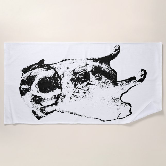 Toalha De Praia Minimalist Sitting Dog Art Beach Towel (Frente)