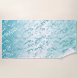 Toalha De Praia Mint Aqua White Folhas Tropicais