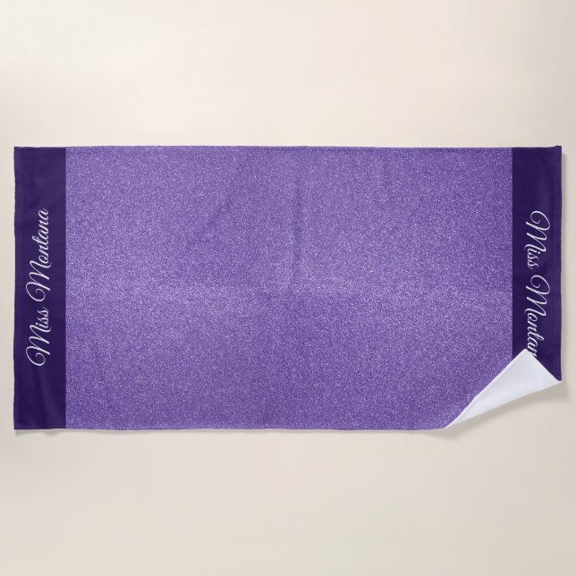 Toalha De Praia Miss América estilo Glitter Pageant Beach Towel (Frente)