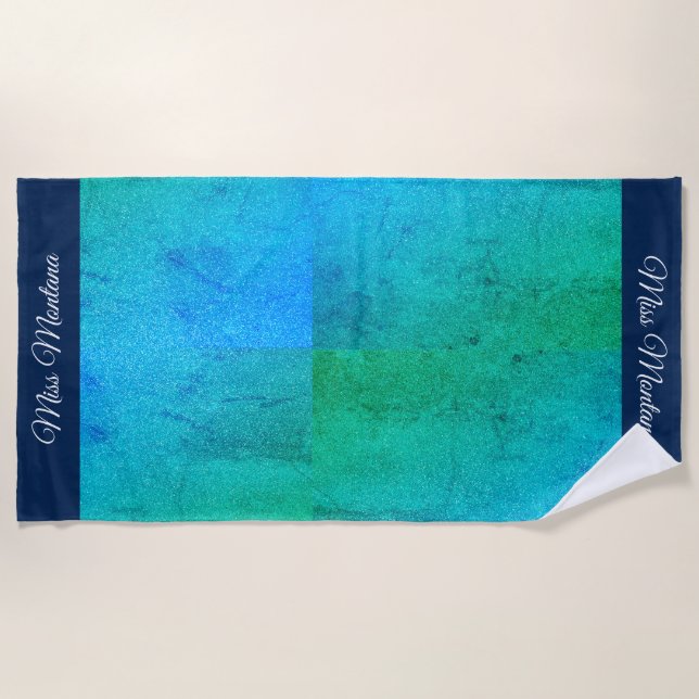 Toalha De Praia Miss América estilo Glitter Pageant Beach Towel (Frente)