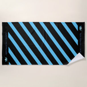 Toalha De Praia Miss América Turquoise Stripe Crown Beach Towel