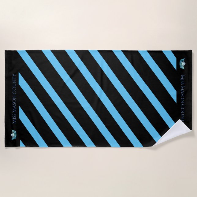 Toalha De Praia Miss América Turquoise Stripe Crown Beach Towel (Frente)