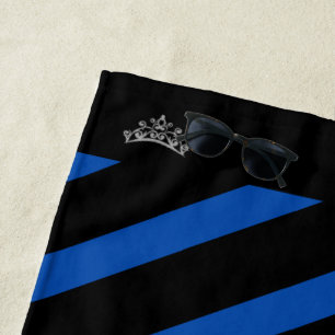 Toalha De Praia Miss EUA estilo Beach Towe Royal Blue Stripe Crown