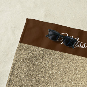 Toalha De Praia Miss EUA estilo Pageant Glitter Glam Beach Towel