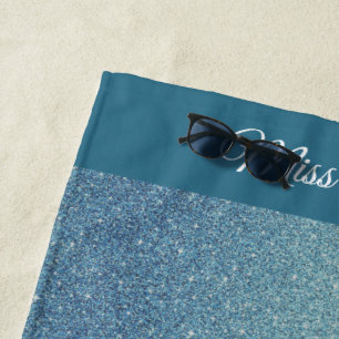 Toalha De Praia Miss EUA estilo Pageant Glitter Glam Beach Towel