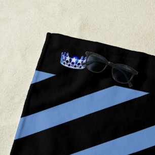 Toalha De Praia Miss USA Blue Stripe Crown Beach Towel