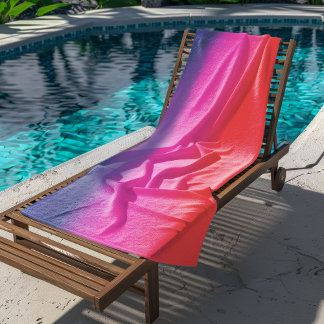 Toalha De Praia Mistura de Arte Vermelha Roxa Azul e Sunset Ocean