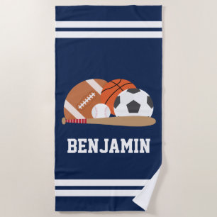 Toalha De Praia Miúdos personalizados do fã de esportes