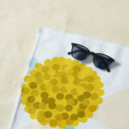 Toalha De Praia Modern Abstract Botanical Yellow Billy Button