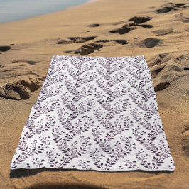 Toalha De Praia Modern Boho Floral Pattern Plum White
