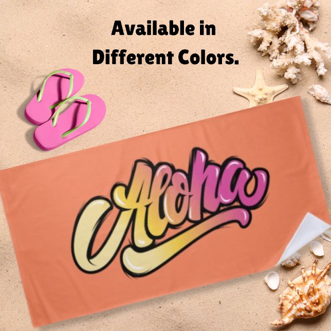 Toalha De Praia Modern Funky Coral | Laranja Esmaecido Aloha (Criador carregado)