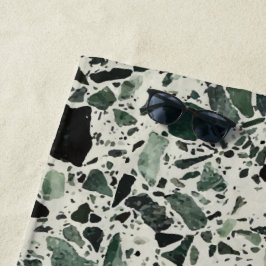 Toalha De Praia Modern Green Terrazzo