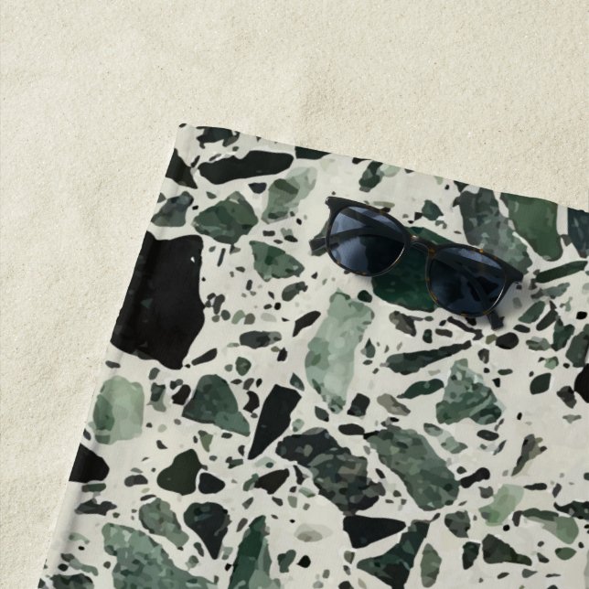 Toalha De Praia Modern Green Terrazzo (In Situ)