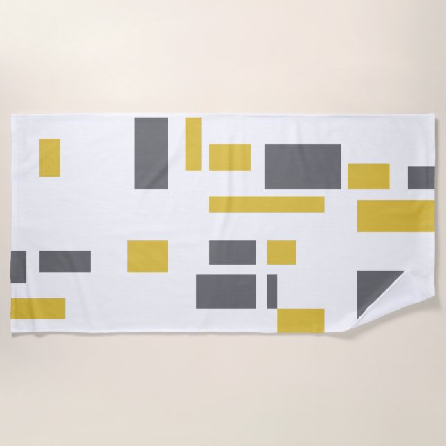 Toalha De Praia Modern, simple, cool geometric yellow gray pattern (Frente)
