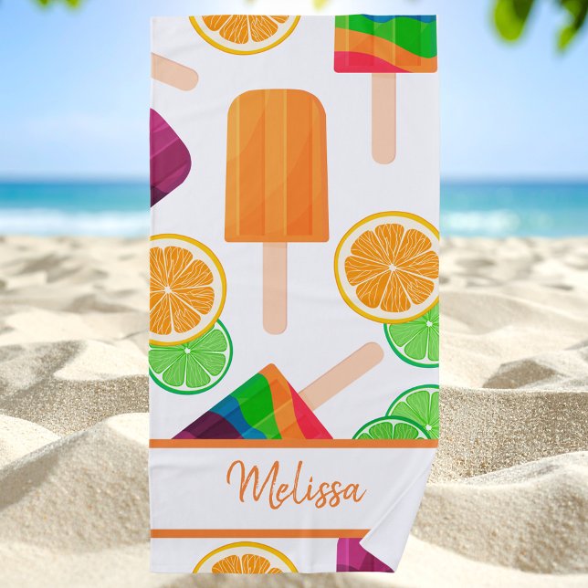 Toalha De Praia Modern Trendy Stylish Cool Popsicles (Criador carregado)