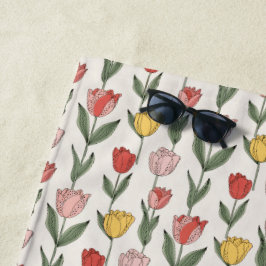 Toalha De Praia Modern Tulip Floral Pattern Soft Botanical Spring