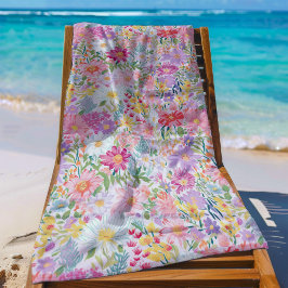 Toalha De Praia Moderno Cottagecore Floral Ditzy de Verão e Primav