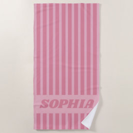 Toalha De Praia Moderno Rosa Listrado Personalizado