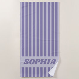 Toalha De Praia Moderno Roxo Listrado Personalizado